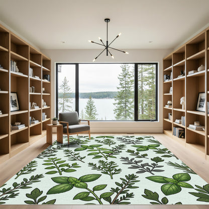 Botanical Sage Green Culinary Herb Illustration Rug