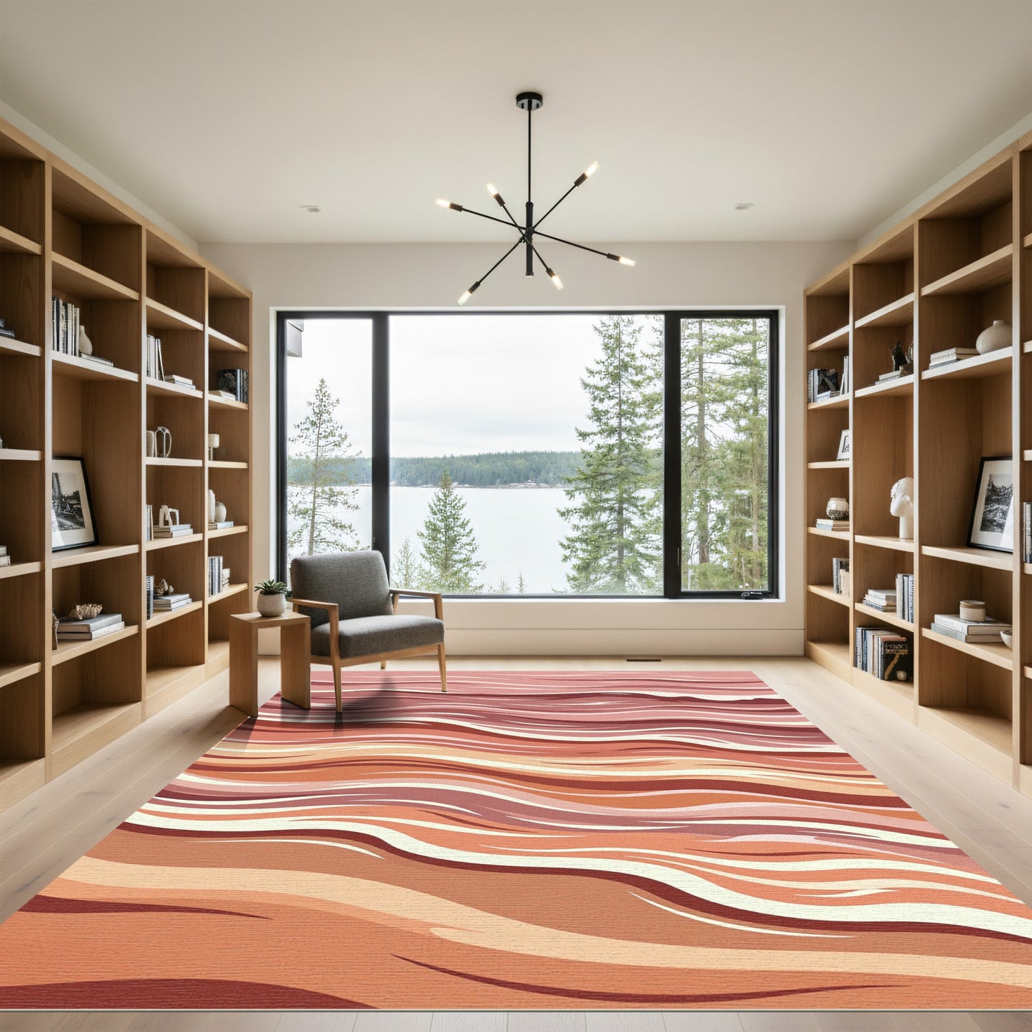 Terracotta Wave Abstract Flow Rug