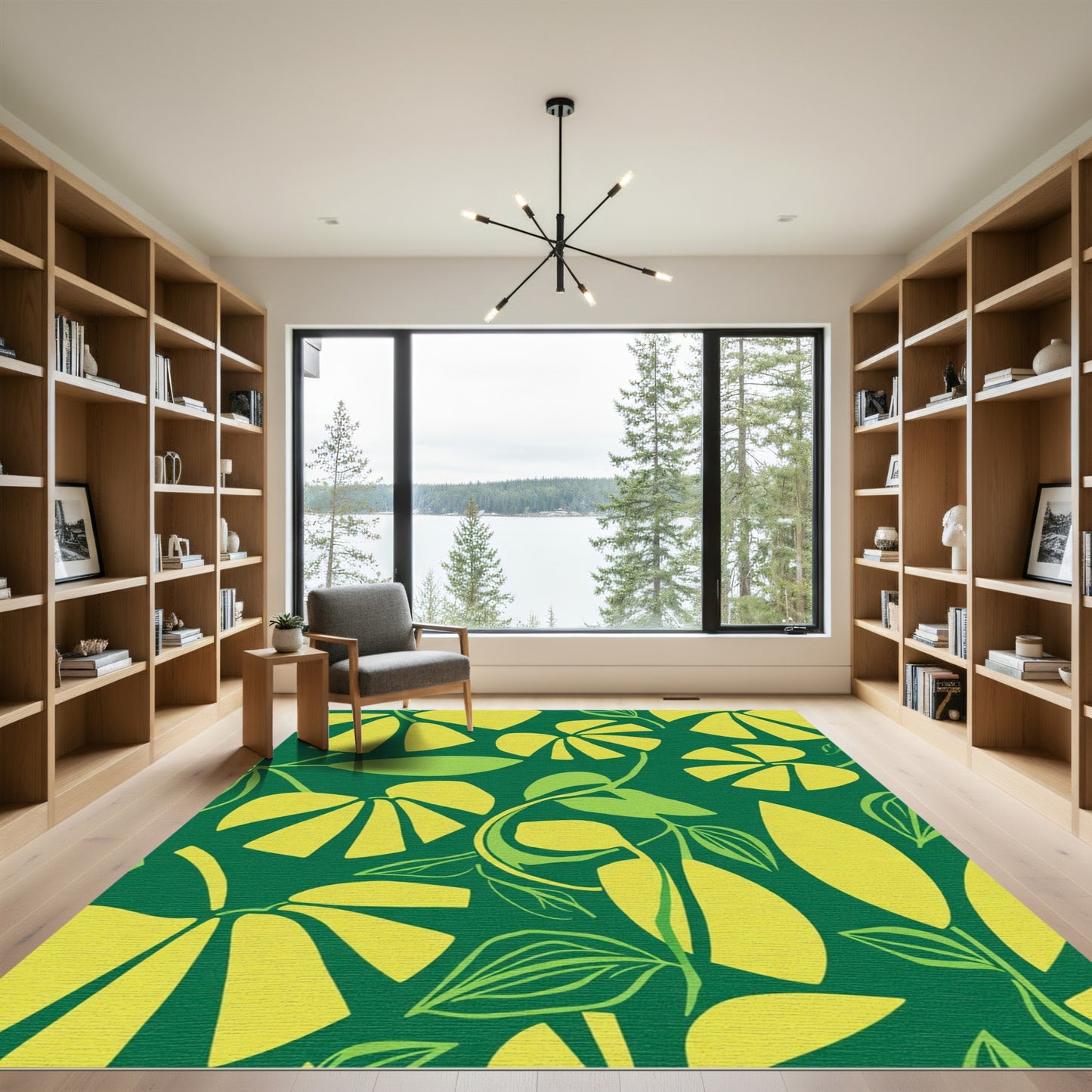 Lush Yellow Petal Vine Garden Rug