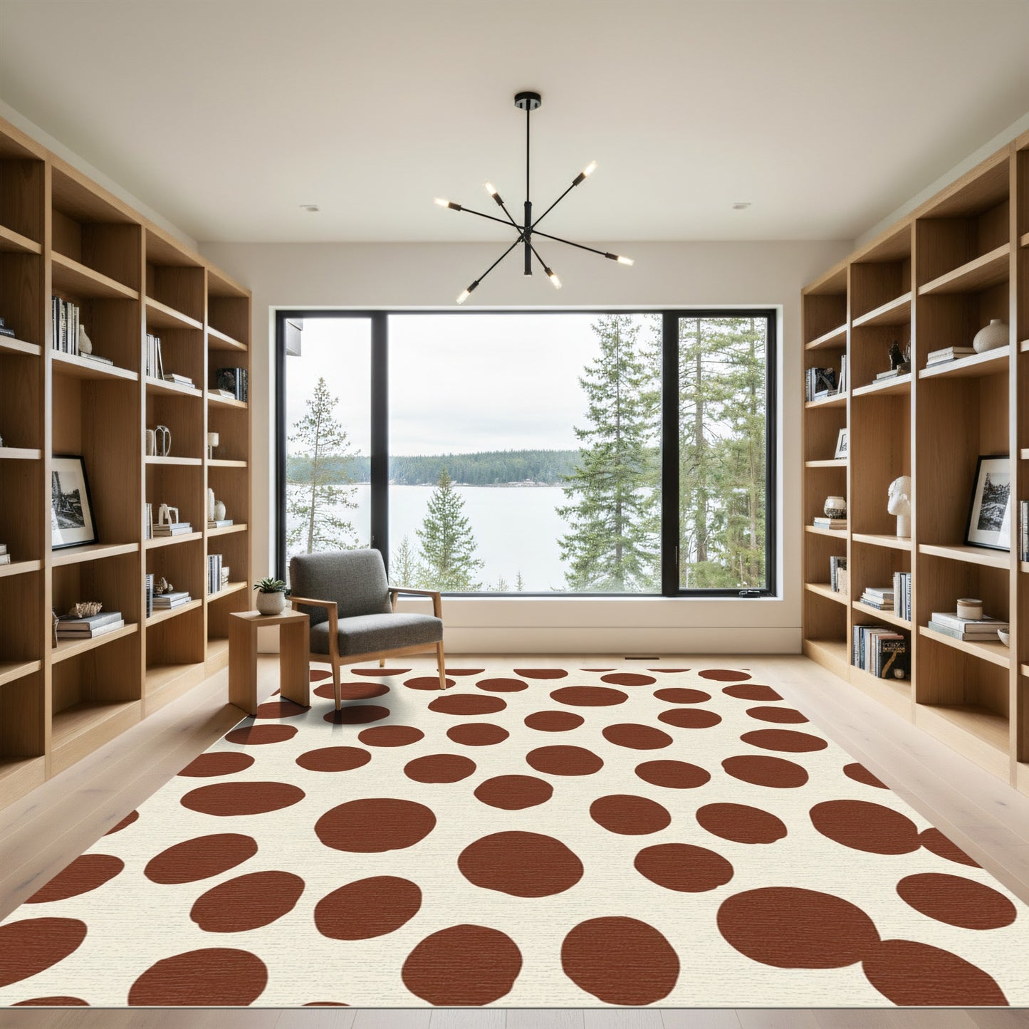 Brown Spots on Cream Background Rug