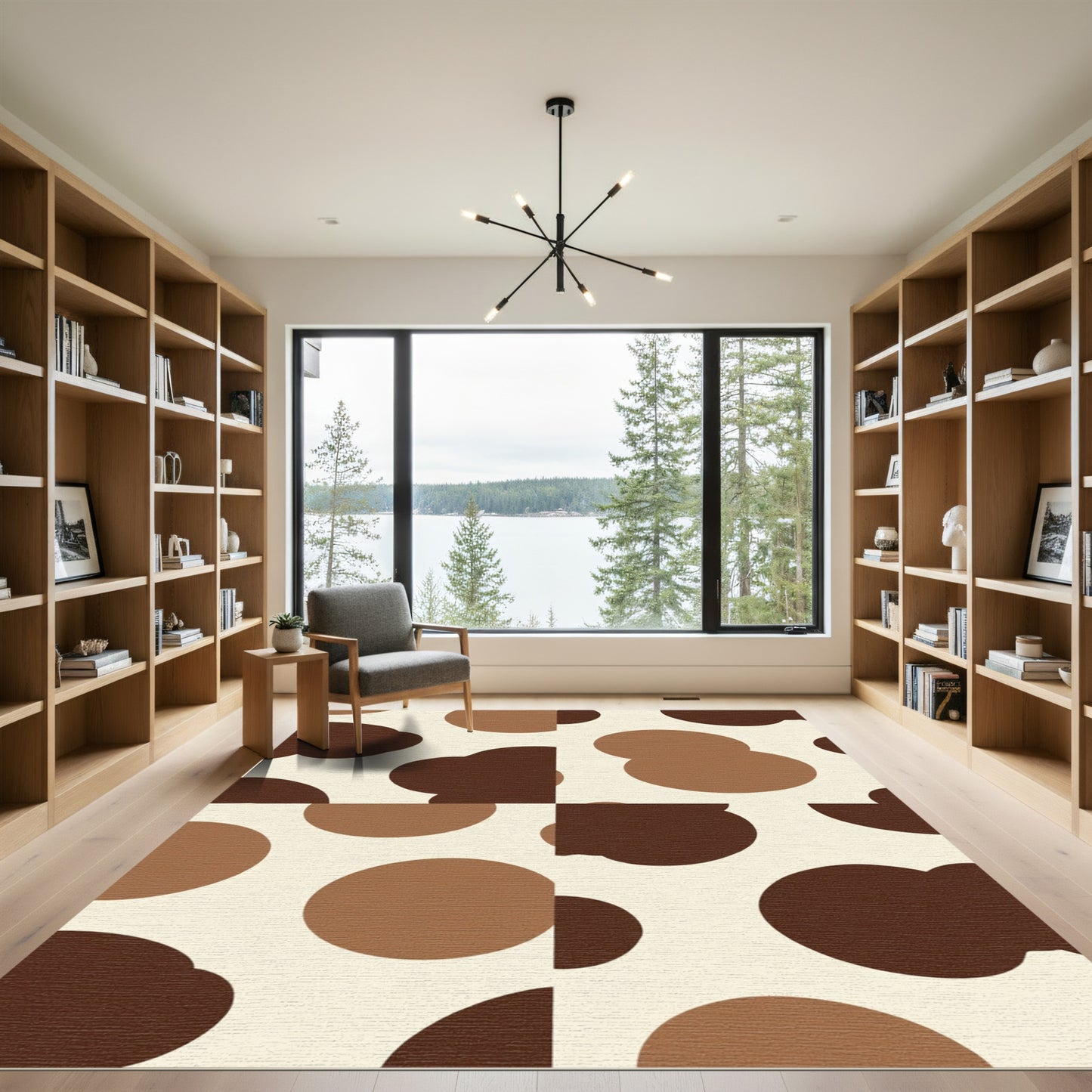 Brown Cream Cloud Composition Rug