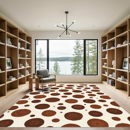 Deep Brown Earthy Circles Collage Rug