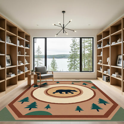 Woodland Bear Forest Trees Rug