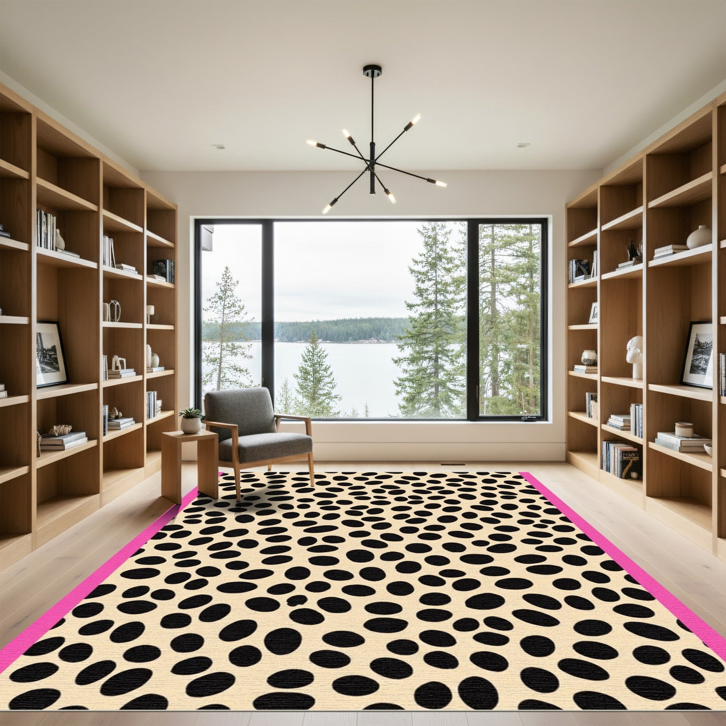 Beige Black Spotted Contemporary Spots Rug