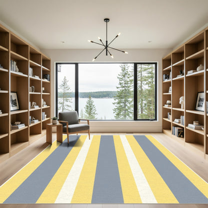 Classic Yellow Gray Stripe Rug