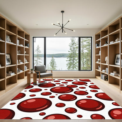 Crimson Bubbly Circle Scatter Rug