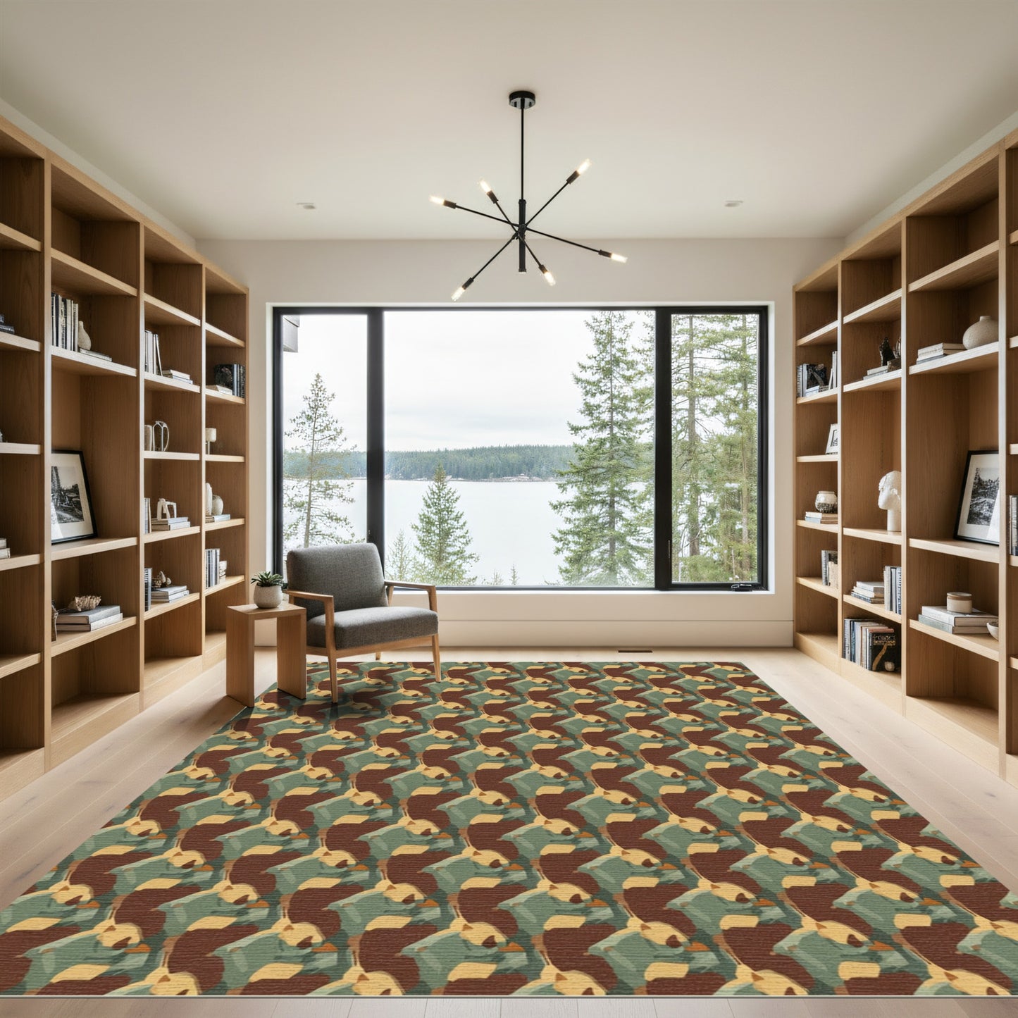 Earthy Toned Abstract Overlapping Shapes Rug