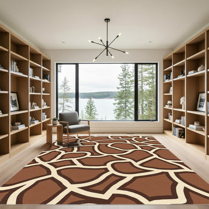 Brown Cream Giraffe Spots Rug