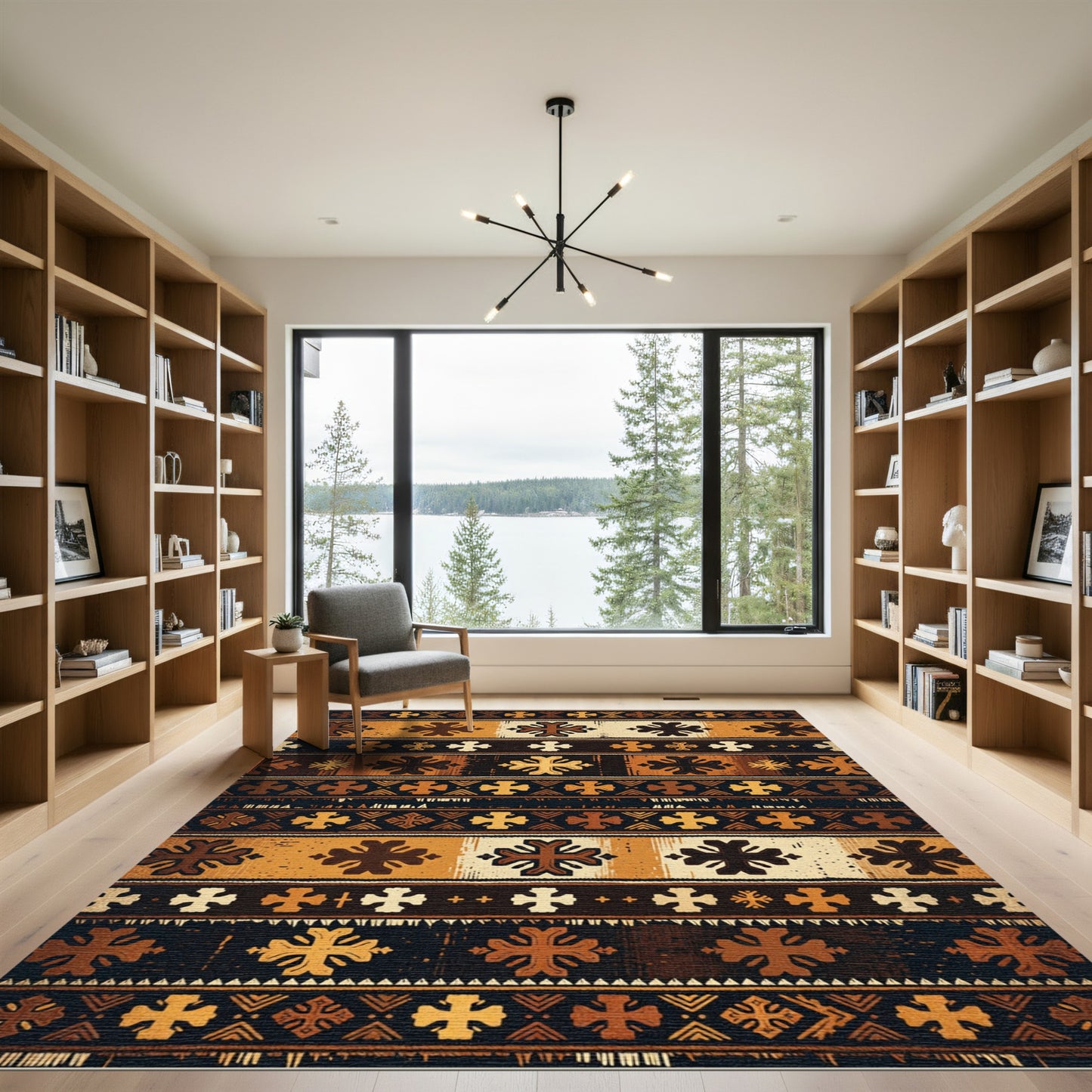 Tribal Ochre Geometric Cross Rug