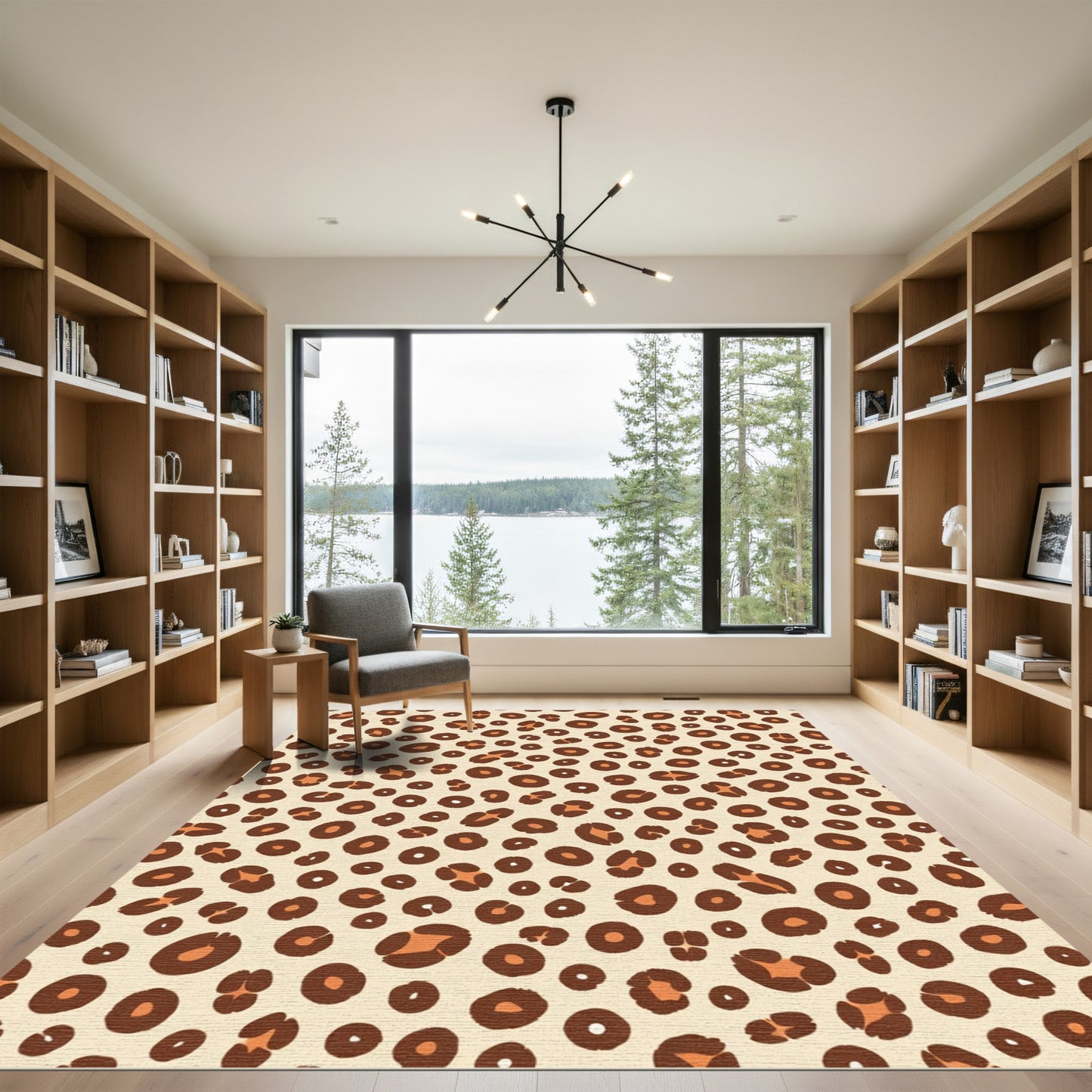Bold Brown Spotted Animal Print Rug