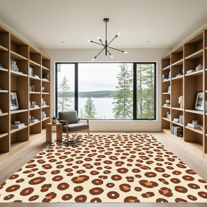 Bold Brown Spotted Animal Print Rug