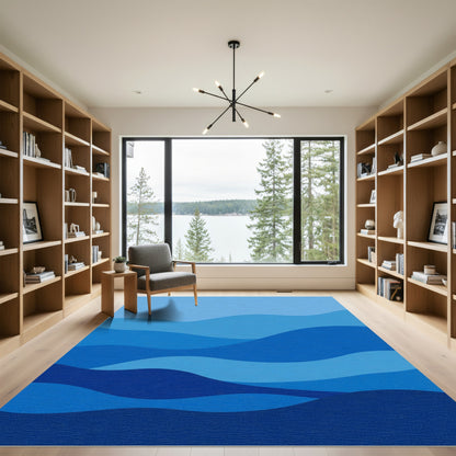 Ocean Wave Abstract Blue Rug
