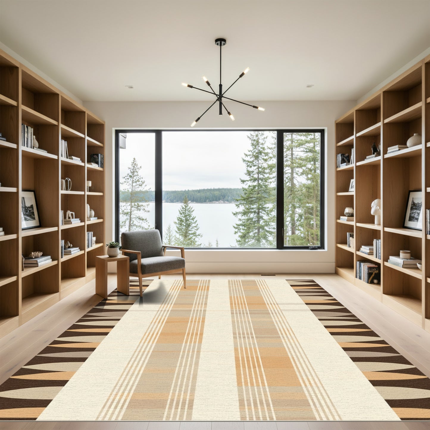 Striped Horizontal Almond Brown Rug