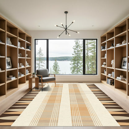 Striped Horizontal Almond Brown Rug