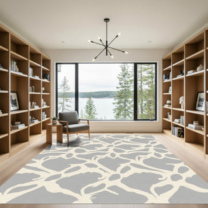 Grey Beige Abstract Organic Link Rug