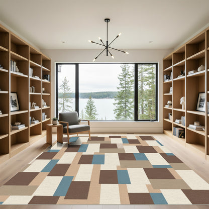Earthy Tones Abstract Blocks Rug