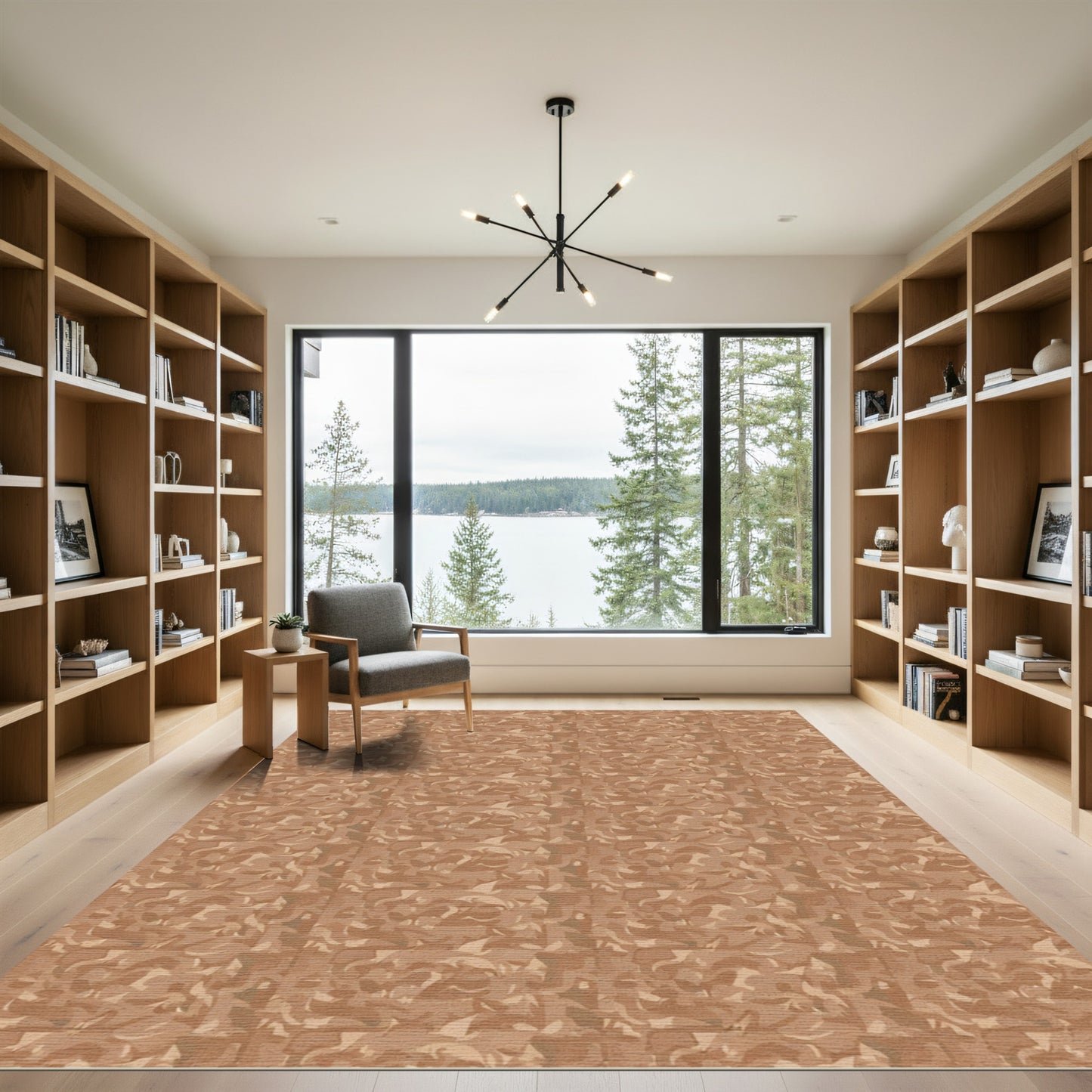 Earthy Brown Abstract Camouflage Rug
