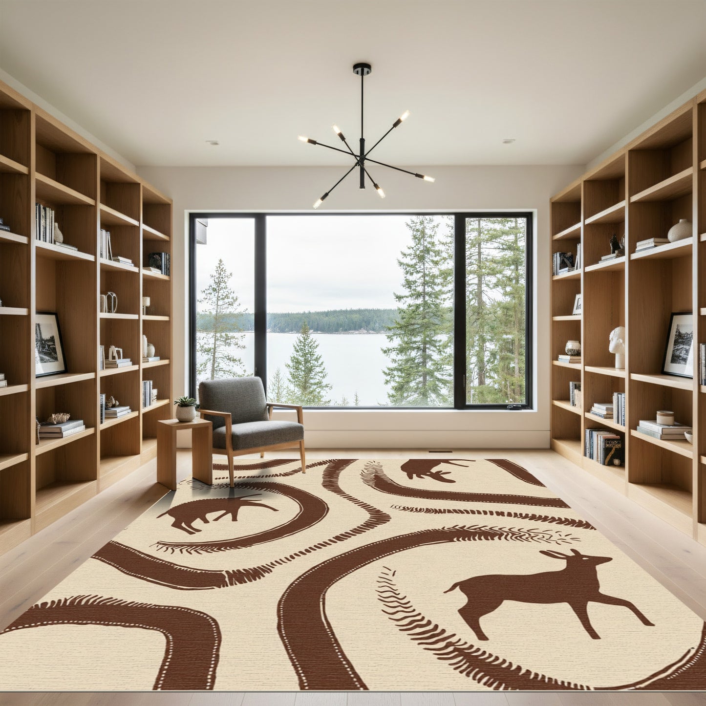 Cave Art Brown Deer Narrative Flow Rug
