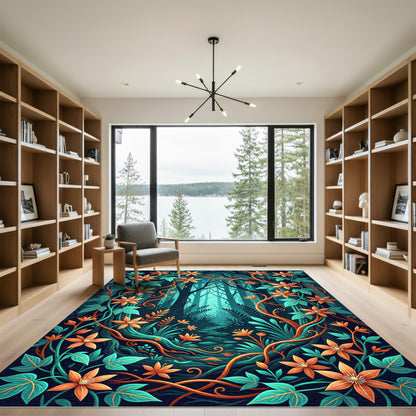 Enchanted Floral Forest Vines Rug