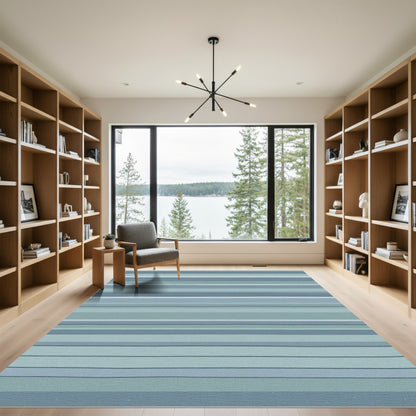 Coastal Blue Horizontal Stripe Rug