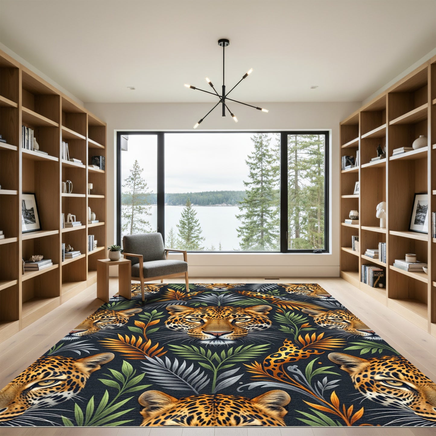 Exotic Leopard Jungle Foliage Rug