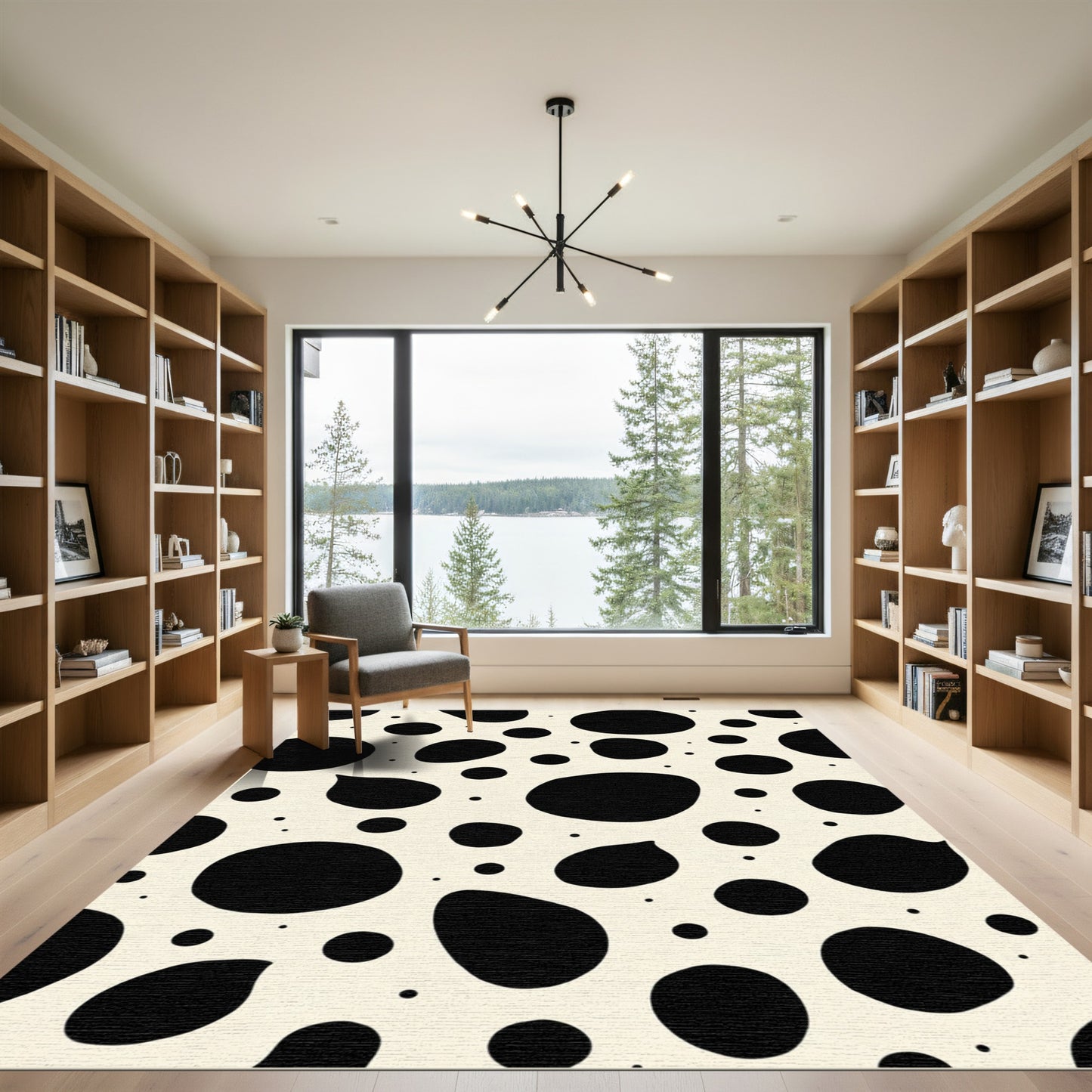 Black Spots Cream Base Spills Rug