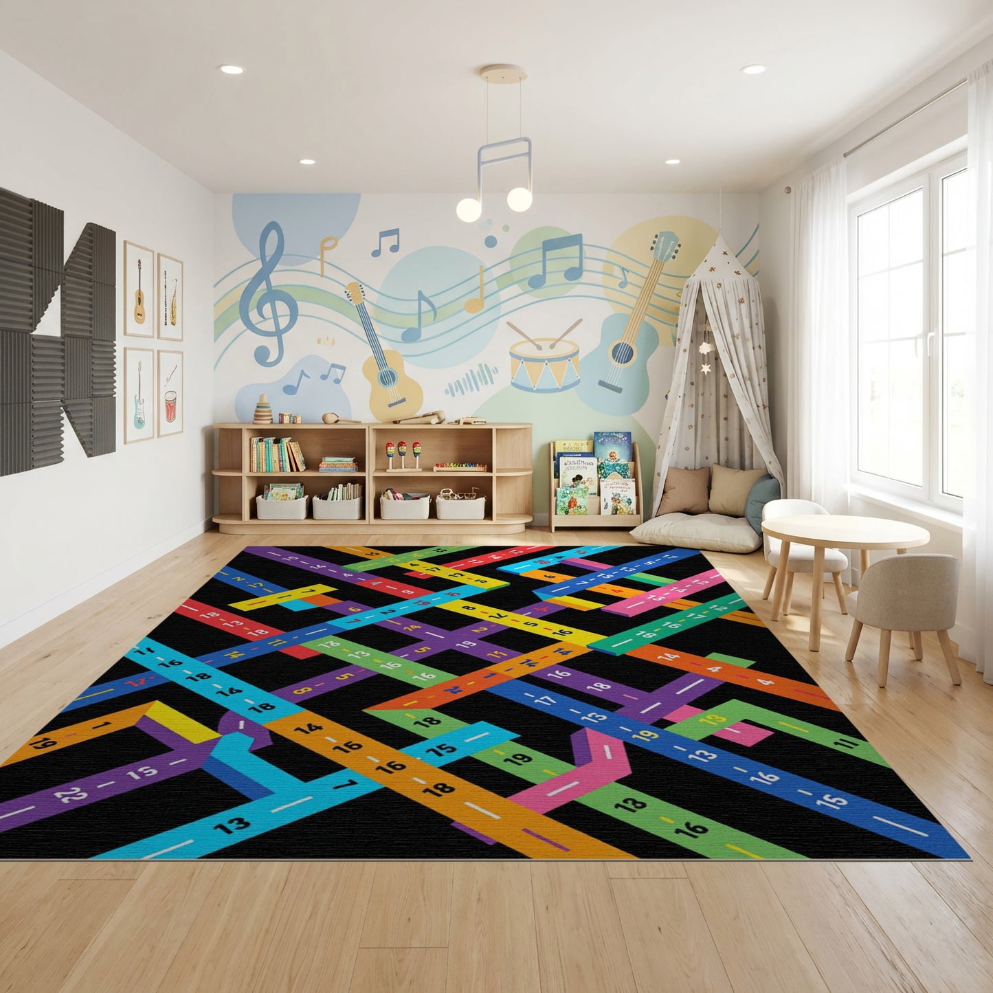 Modern Multicolor Intersecting Lines Rug