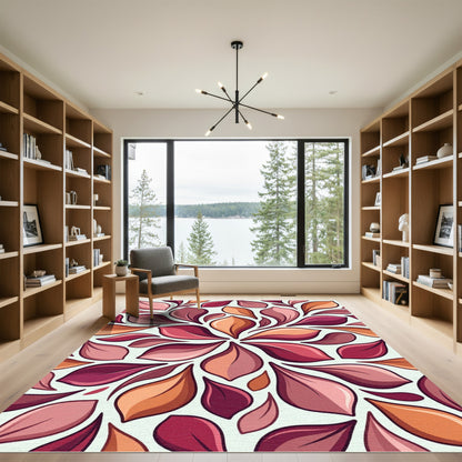 Crimson Orange Gradient Petal Mandala Rug