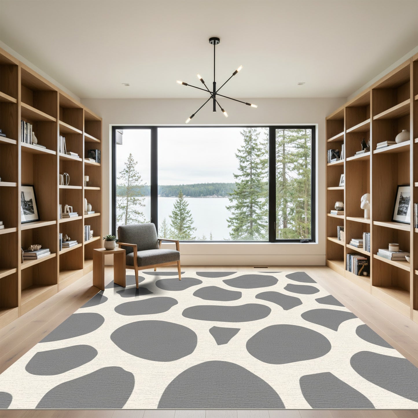 Gray Cream Animal Spot Arrangement Rug