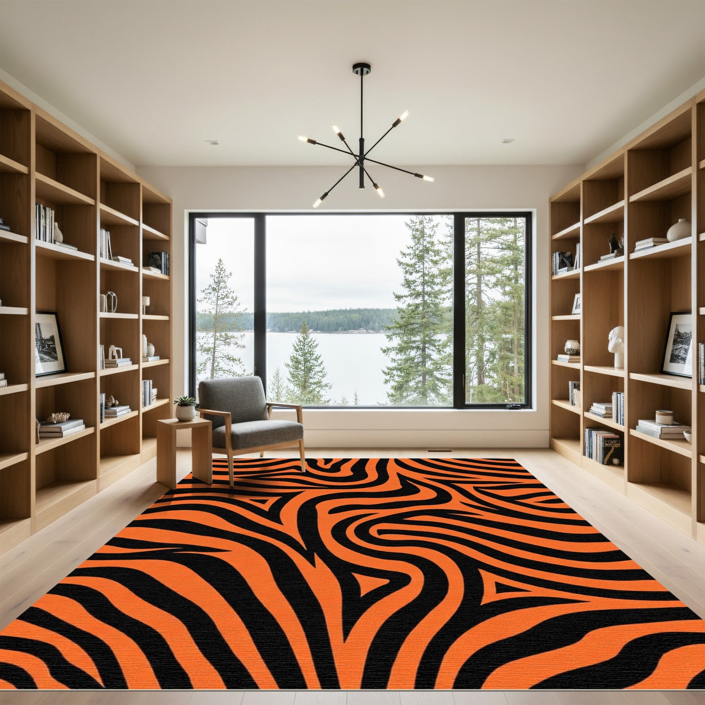 Bold Orange Black Wild Stripe Rug