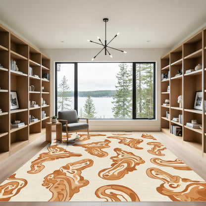 Burnt Orange Abstract Organic Shapes Rug