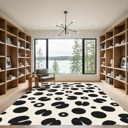 Ivory Black Organic Spot Composition Rug