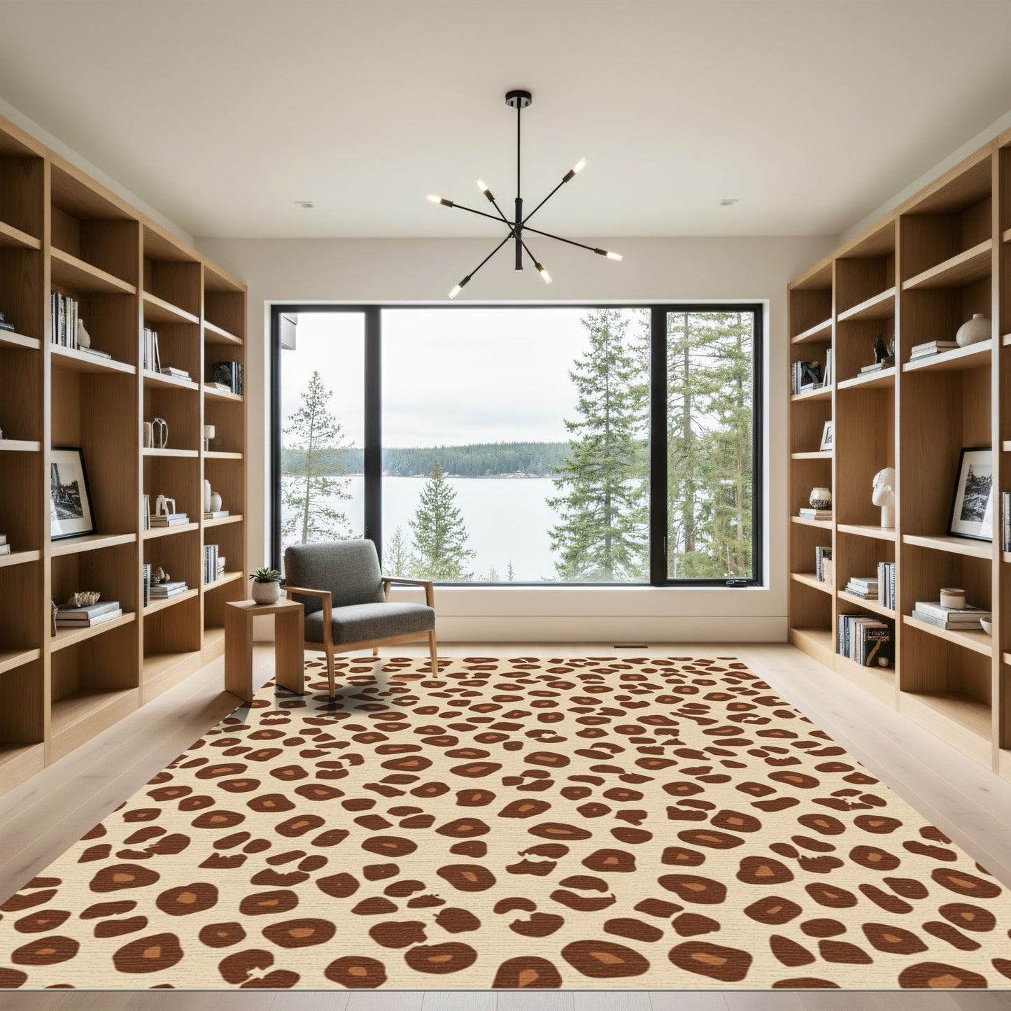 Bold Brown Leopard Spots Rug