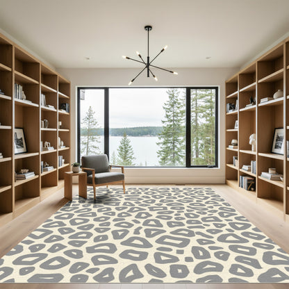Neutral Gray Animal Spots Rug