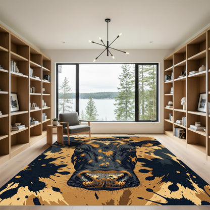 Bold Black and Gold Cow Splatter Rug