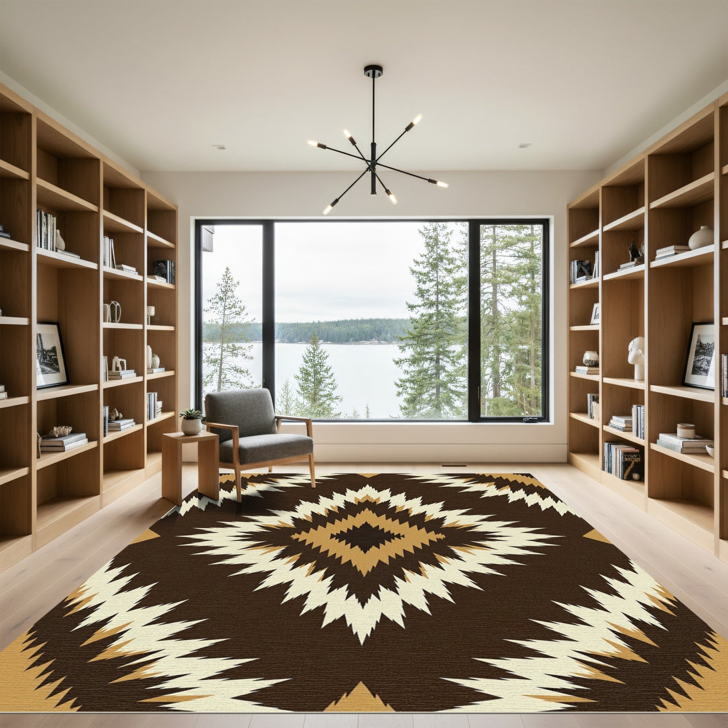 Brown and Gold Aztec Diamond Rug