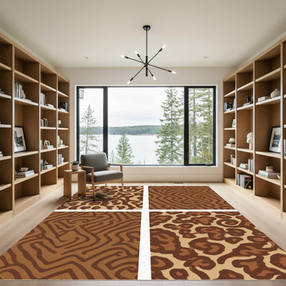 Brown Animal Print Labyrinth Rug