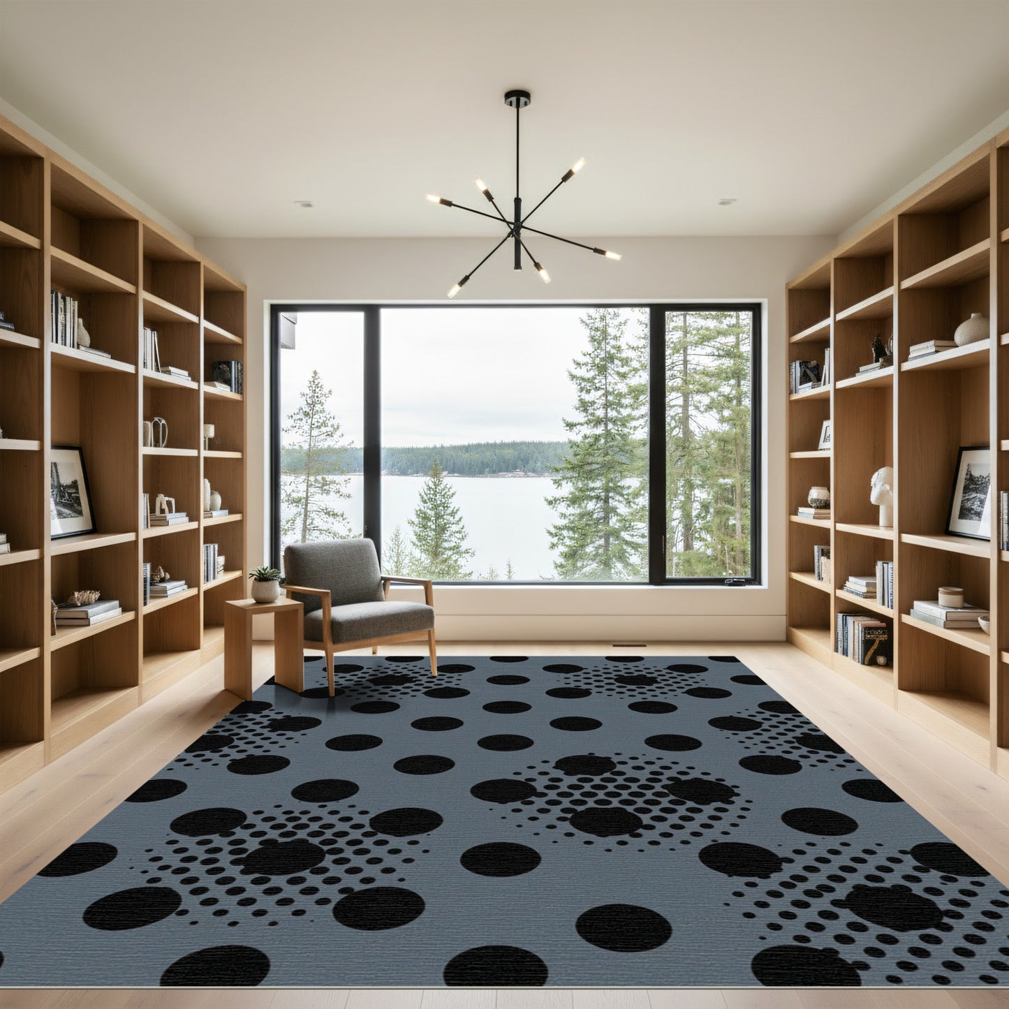 Gray Black Polka Dot Halftone Rug