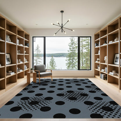Gray Black Polka Dot Halftone Rug