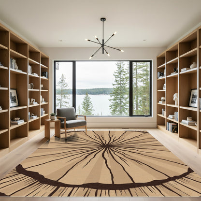 Brown Radial Organic Lines Rug