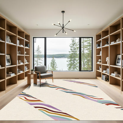 Abstract Wavy Stripe Ribbon Composition Rug