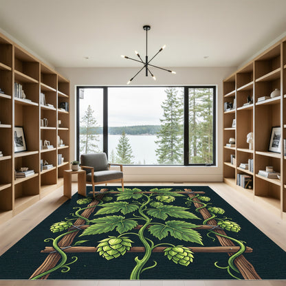 Botanical Green Hop Vine Trellis Rug