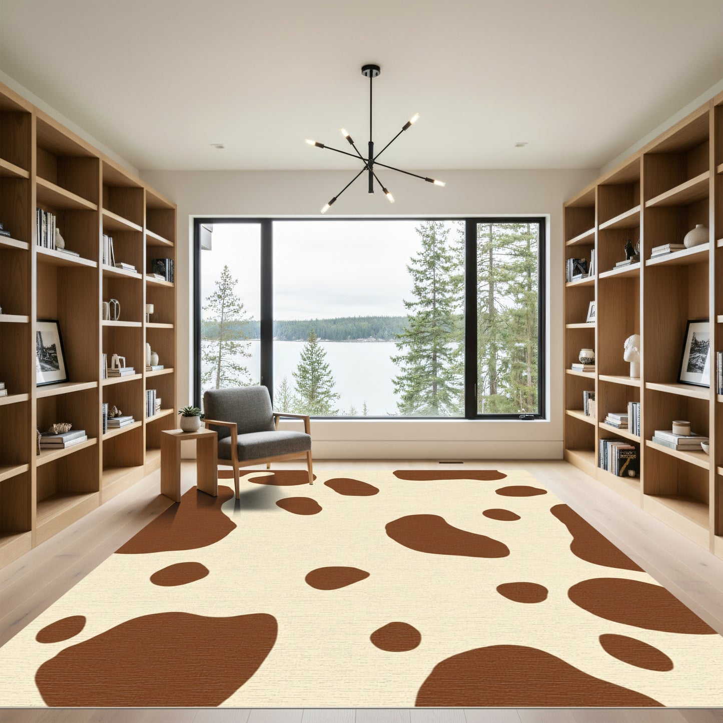 Brown Beige Spotty Cowhide Texture Rug