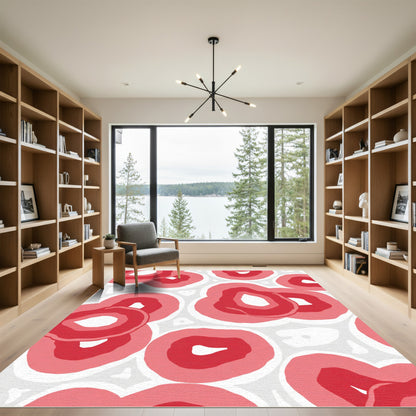 Red And Pink Organic Rings Rug