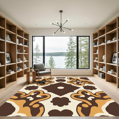 Earthy Swirl Floral Medallion Rug