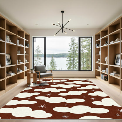 Crimson Sky Clouds Starburst Rug