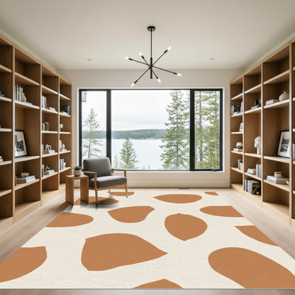 Terra Cotta Abstract Leaflike Shape Rug