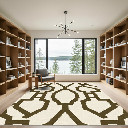 Abstract Onyx Lattice Cream Rug