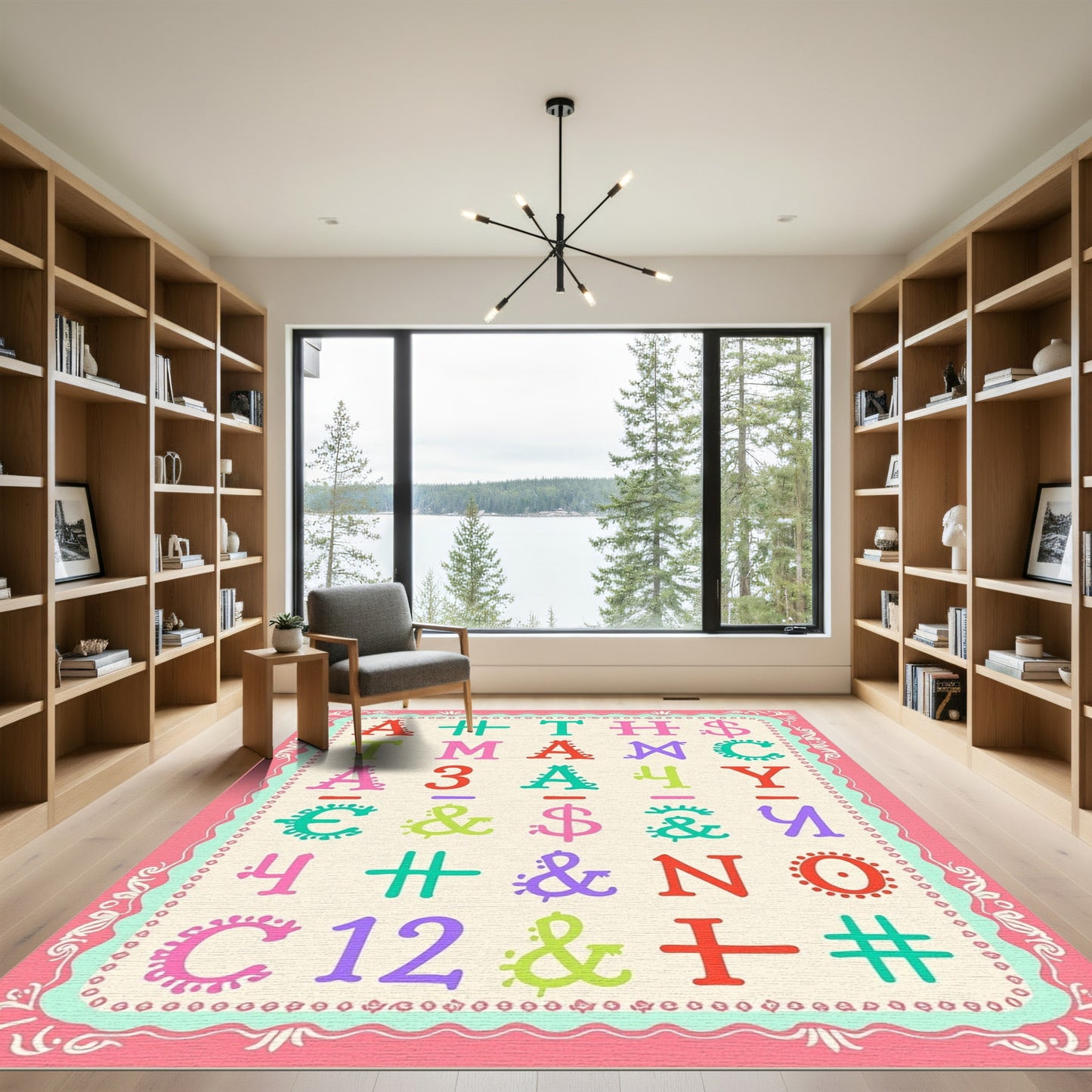 Playful Alphabet Symbols And Numbers Rug