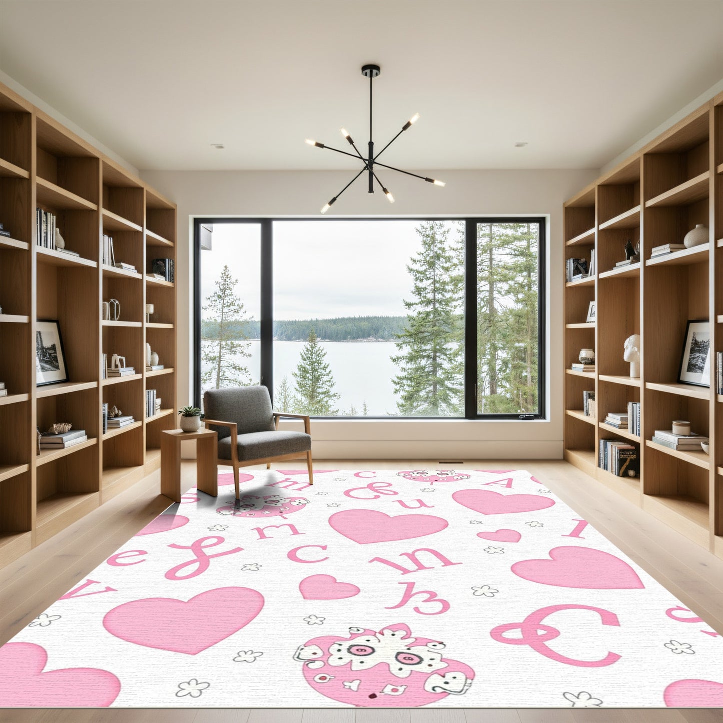 Pink Heart Alphabet Collage Rug